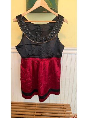 Antilia Femme XL Black & Red Sleeveless Dress With Studded Neckline